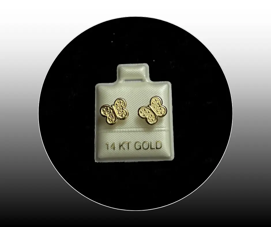 [BRO-387] Broquel_Oro 14K_Mariposa Alas Onduladas