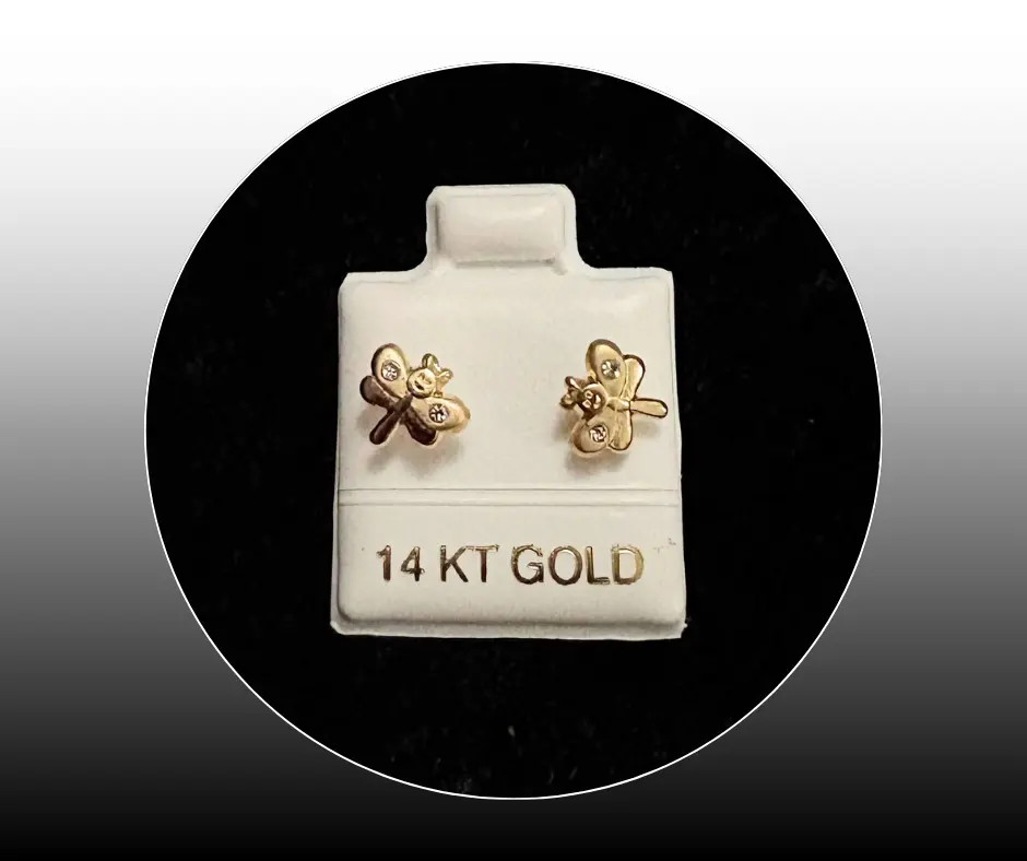 Broquel_Oro 14K_Libélula con detalles en circonia en alas