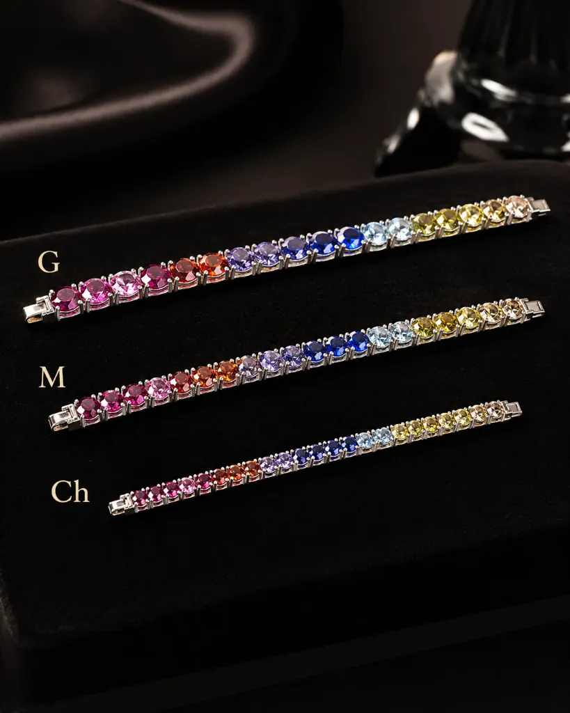 [PUL-1195] Pulsera_Tenis_Circonias multicolor_Ch 2 mm (16 cm)