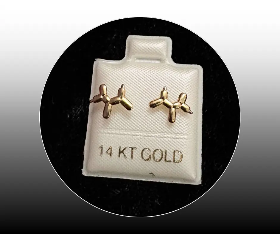 Broquel_Oro 14K_Perrito en Globo