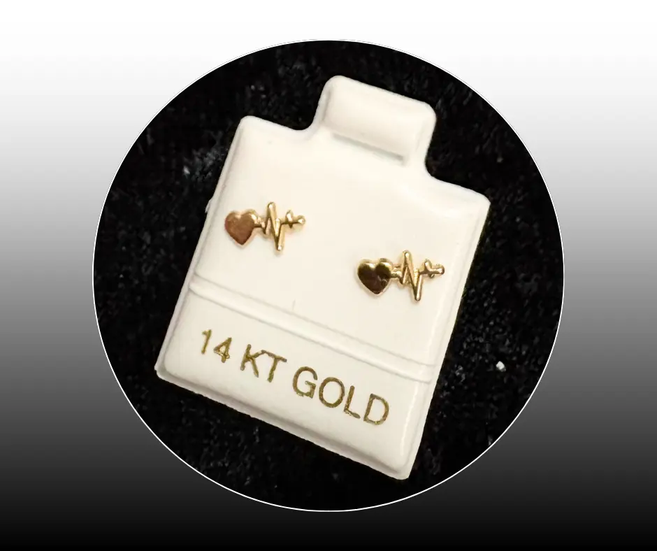 Broquel_Oro 14K_Corazón Frecuencia cardíaca