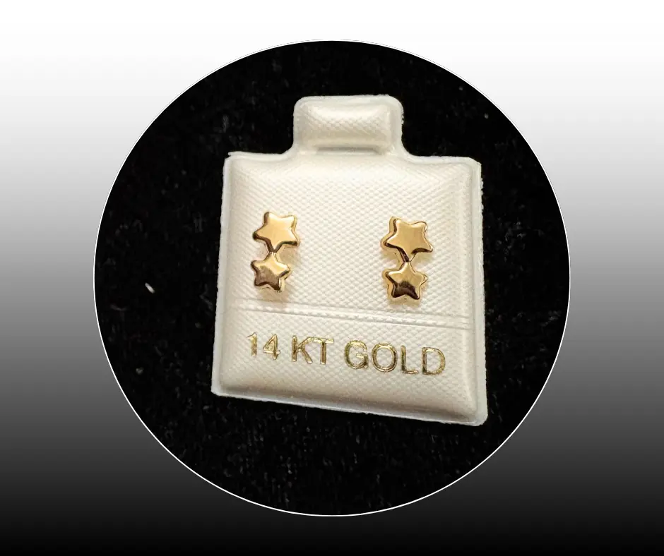 [BRO-377] Broquel_Oro 14K_Estrellas apiladas dos