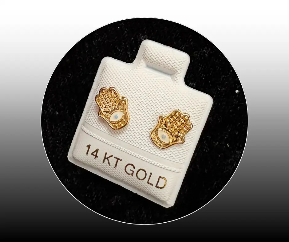 [BRO-385] Broquel_Oro 14K_Mano de Fátima con Ojo Turco