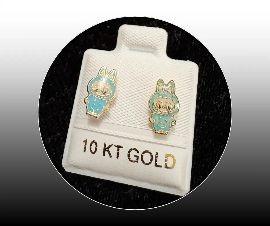 Broquel_Oro 10K_Labubu azul