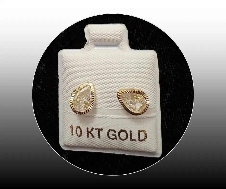 [BRO-354] Broquel_Oro 10K_ Gota circonia incrustada