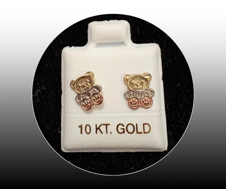 Broquel_Oro 10K_ Oso tres tonos (Golden, silver & pink)