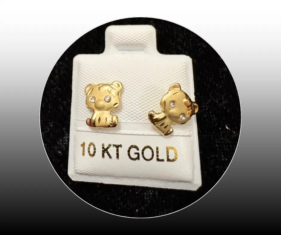 Broquel_Oro 10K_ Osito ojitos en circonia incrustada