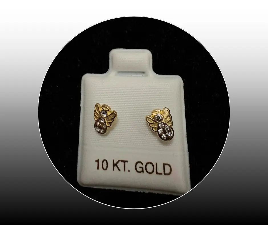 Broquel_Oro 10K_ Ángel con circonia incrustada