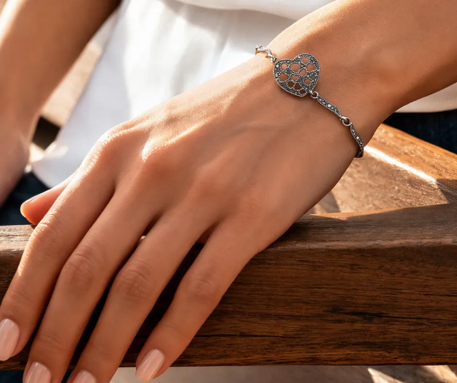 [PUL-1157] Pulsera marquesitas_19 cm Corazón