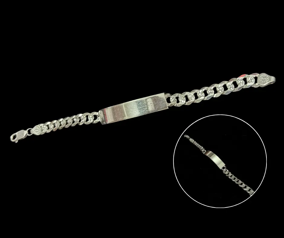 Pulso con placa_Cubano Diamantado_8 mm (20 cm)