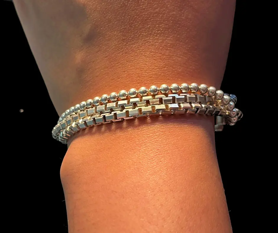 Pulsera_ Trenza suelta tejido Toretto en tubo & militar, 19 cm