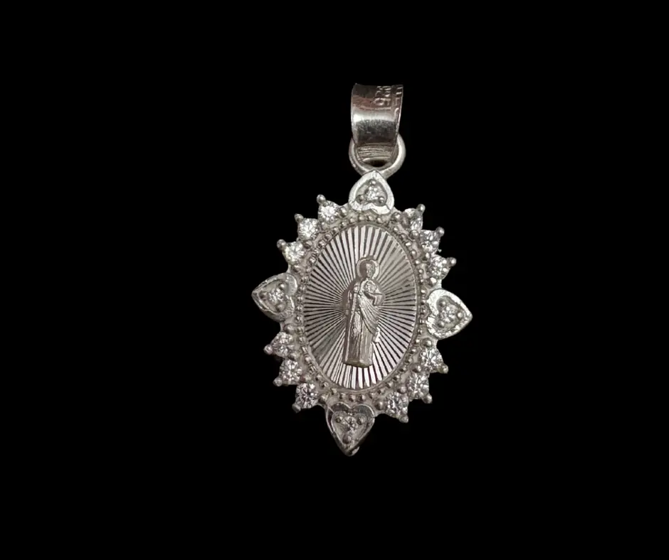 [SAN-1283] San Judas_resplandor ovalado_circonia incrustada_2.5 cm