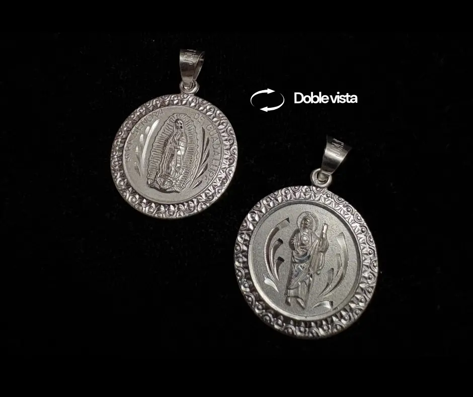 [VIR-1311] Virgen de Guadalupe & San Judas Tadeo (doble vista)_hojas bosquejo_ Diámetro 2.3 cm