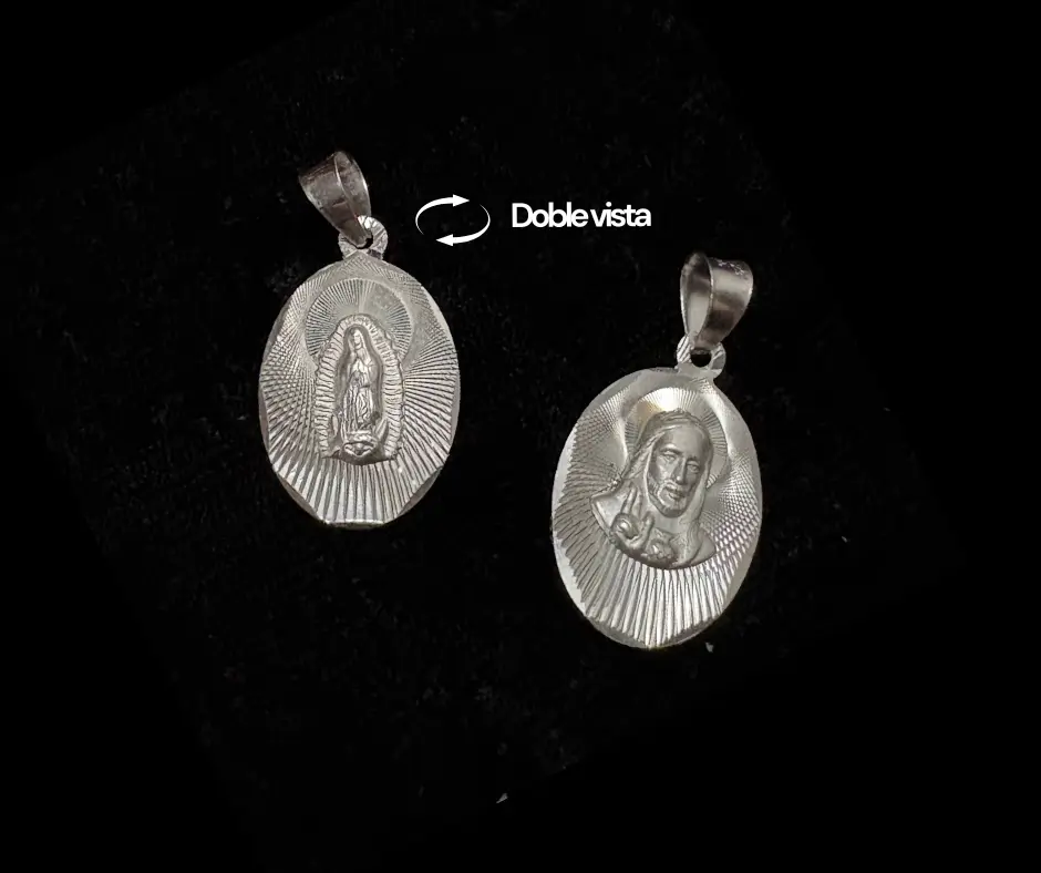 [VIR-1301] Virgen de Guadalupe & Rostro Jesús (Doble vista) 3D_Ovalada _ 3 cm