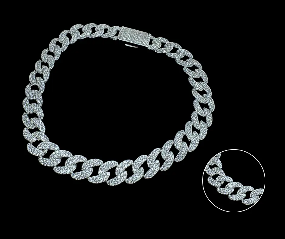 Circonia incrustada_Pulso Cubano (Brillo espejo) Ancho 7 mm 20 cm