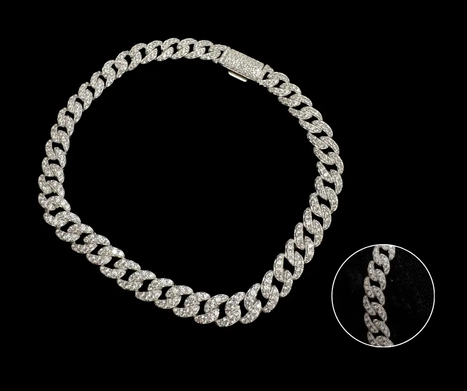 Circonia incrustada_Pulso Cubano (Brillo espejo) Ancho 5 mm