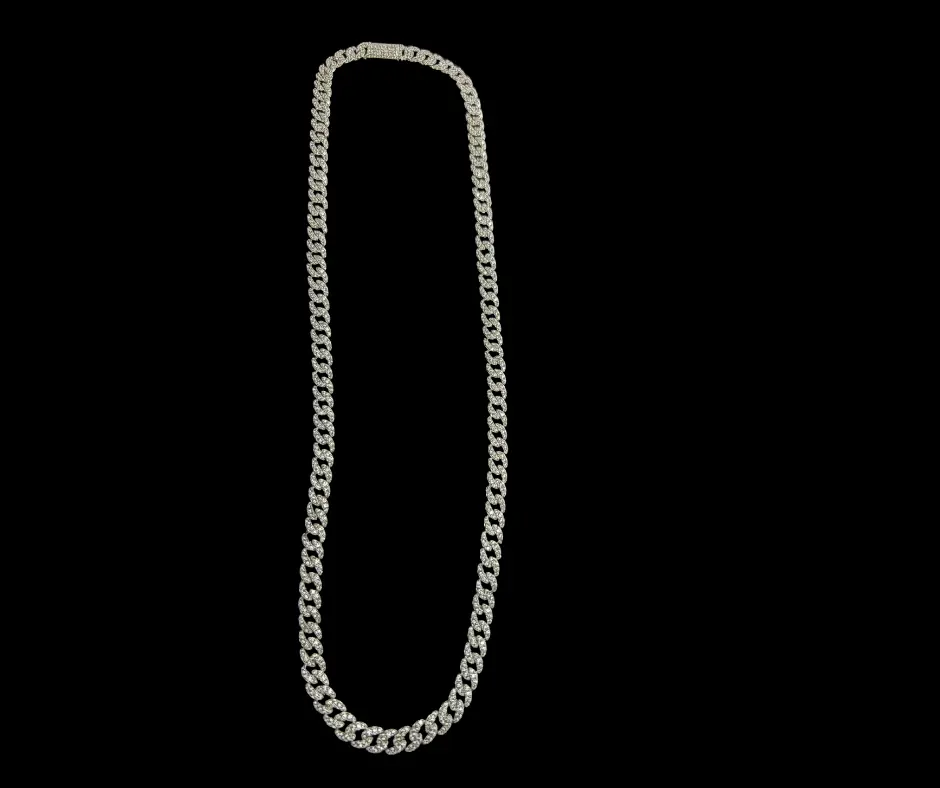 Circonia incrustada_Cadena Tejido Cubano (Brillo espejo) Ancho 7 mm