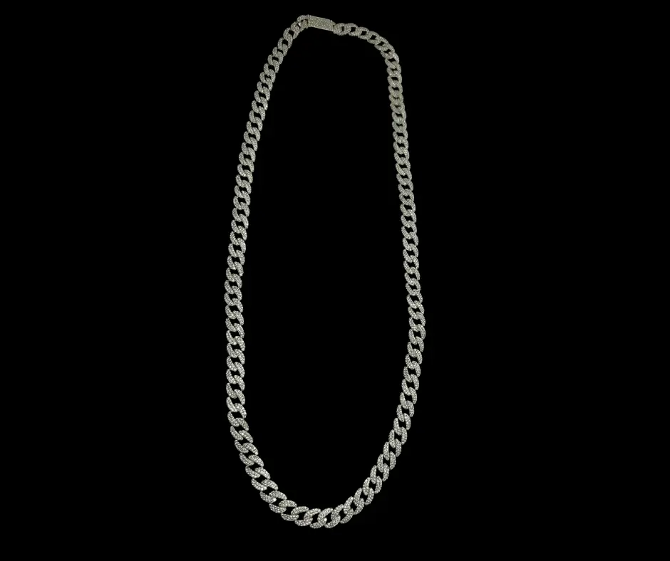 Circonia incrustada_Cadena Tejido Cubano (Brillo espejo) Ancho 5 mm