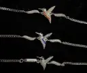Pulsera colibrí móvil ( 3 colores distintos) tejido cubano liso_18 cm