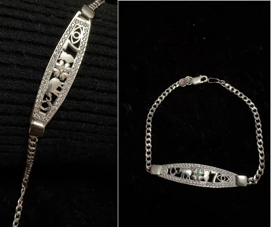 [PUL-1230] Pulso placa con circonia incrustada Suerte_tejido barbado liso