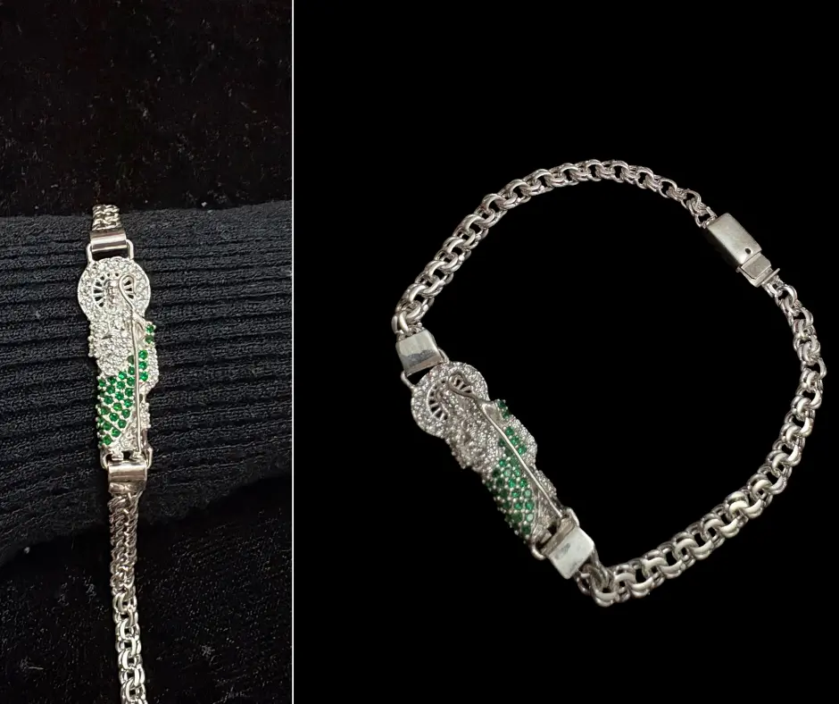 [PUL-1233] Pulso tejido chino San Judas Tadeo manto verde