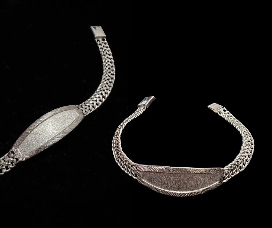 Esclava con placa diamantada tejido palma (broche aguja) (8mm)