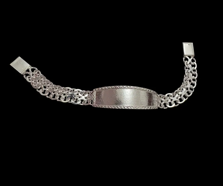 Esclava con placa diamantada tejido barbado trenza (broche aguja) (1cm)  (ESC-962) (19 cm)