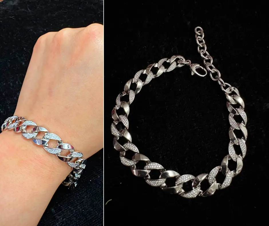 Circonia incrustada_Pulsera cubana ajustable