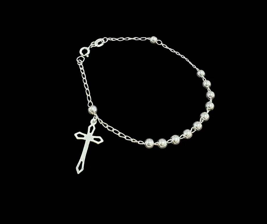 Misterio bola lisa cruz perforada (19 cm)