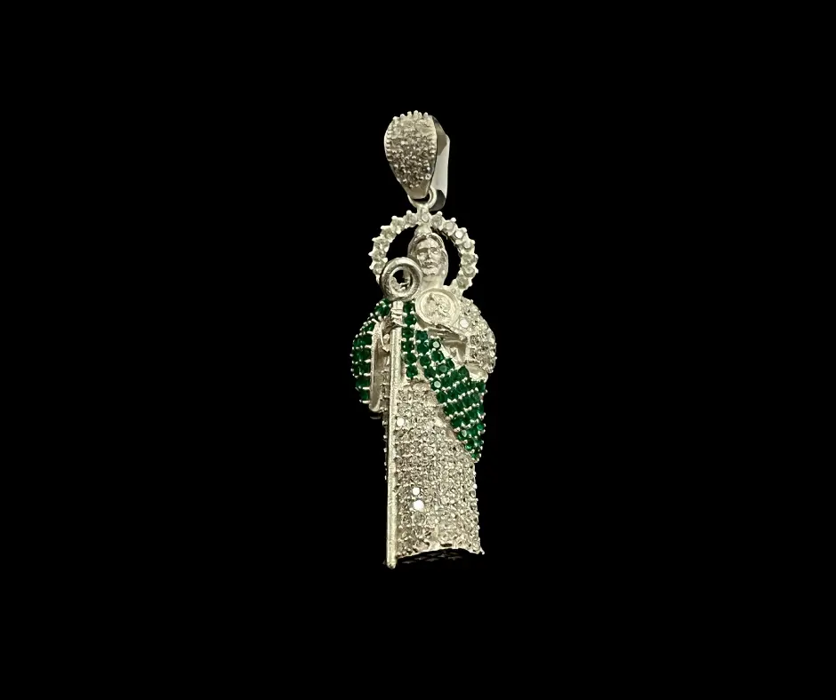 [DIJ-875] Dije circonia incrustada_San Judas Tadeo en bulto _ 5.5 cm