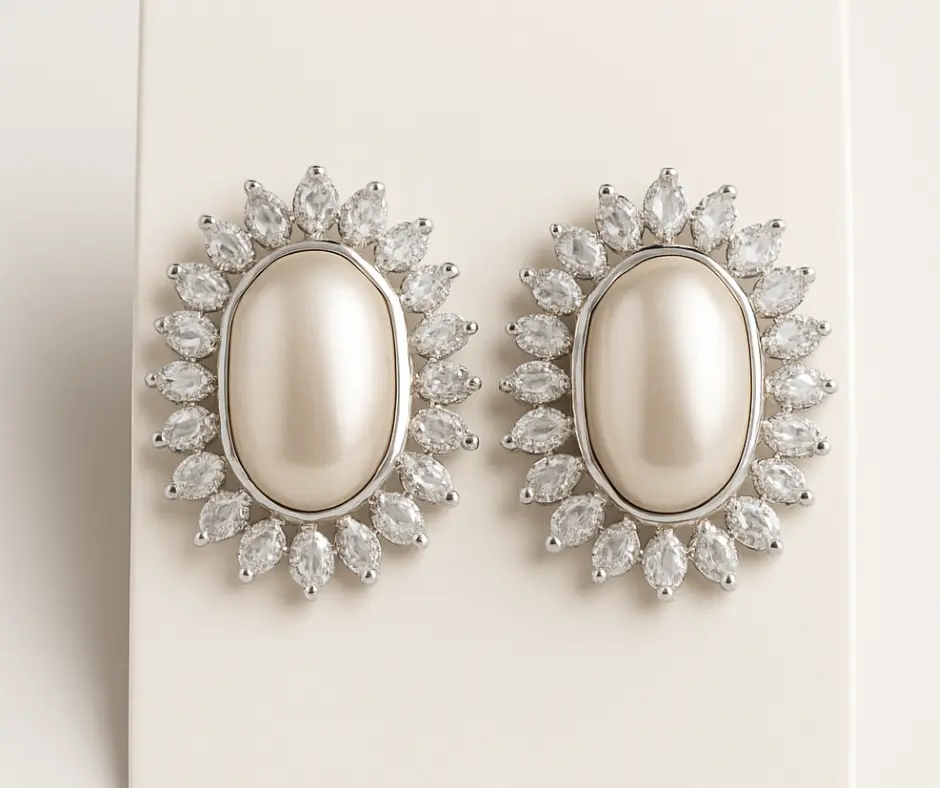 Aretes sol con perla