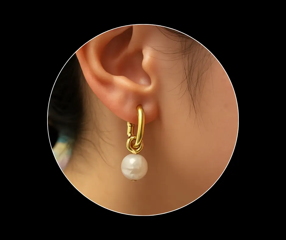 [ARE-241] Aretes tubo con perla circular