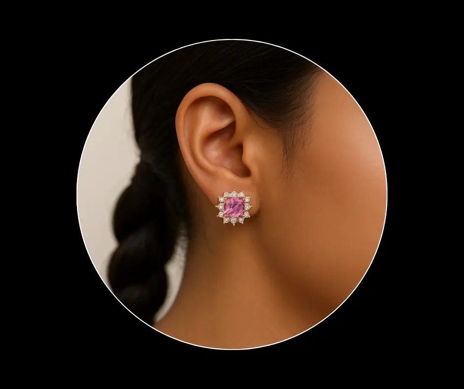 [ARE-227] Aretes cuadrado rosa