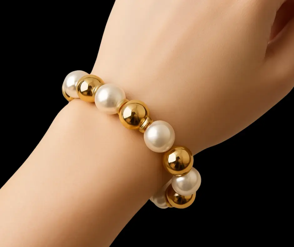 [PUL-1129] Pulsera bolitas con perla G