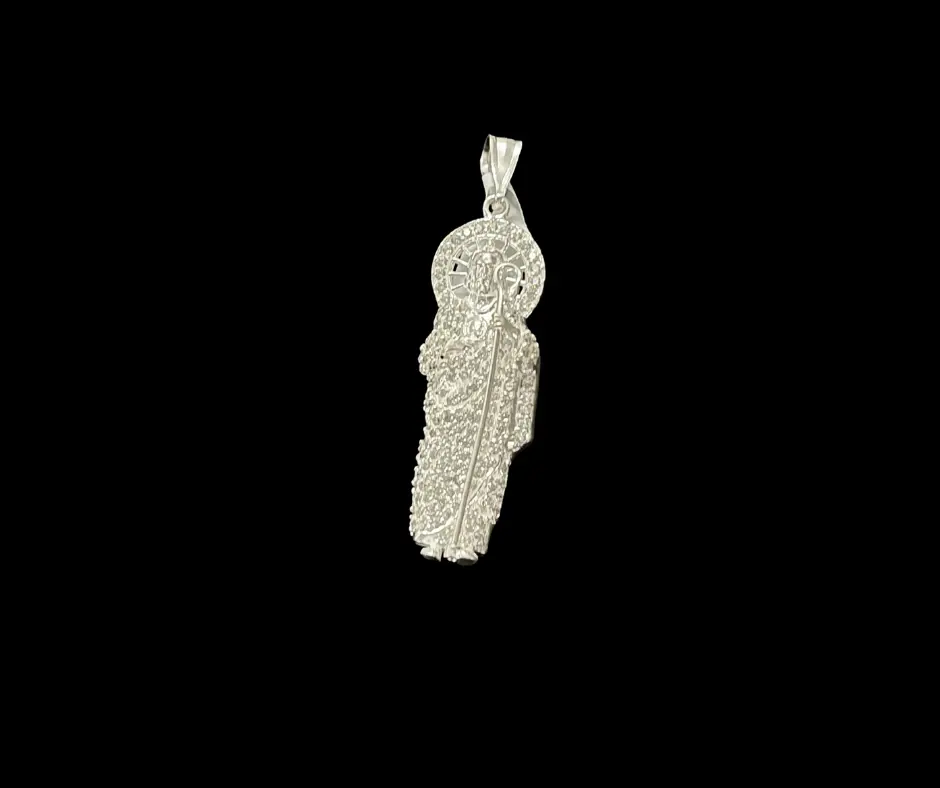 [DIJ-882] Dije circonia incrustada_San Judas_ 5.5 cm_ Blanco