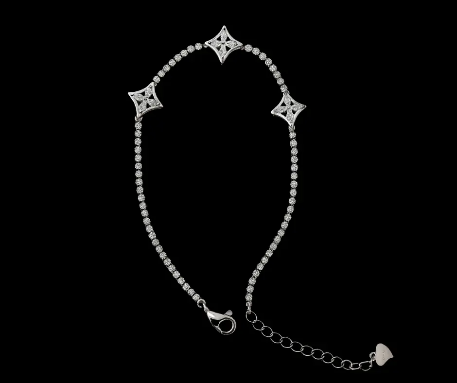 [PUL-1142] Pulsera circonia incrustada, estrella  en radiación (ajustable)