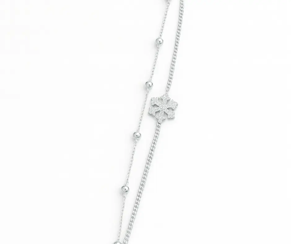[PUL-1137] Pulsera circonia incrustada, copo de nieve (ajustable)