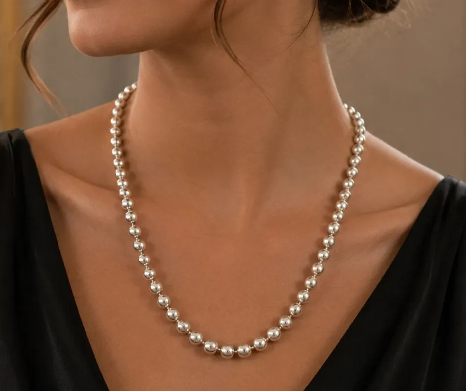 Collar bolas 60 cm (77 bolas de plata) (IMAGE)