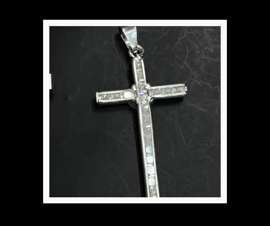 [DIJ-840] Dije circonia incrustada_ Cruz circonia encapsulada cúbica_ 5.5 cm (Grueso)