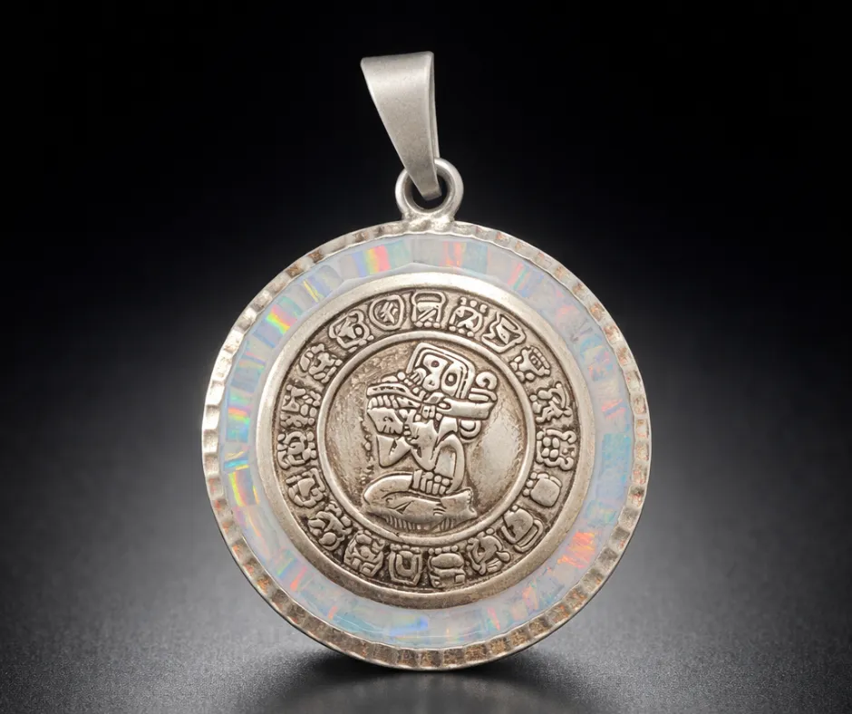 [CAL-520] Calendario Azteca_Tonatiuh  (Piedra del Sol) Blanco (Diámetro 3.5 cm)