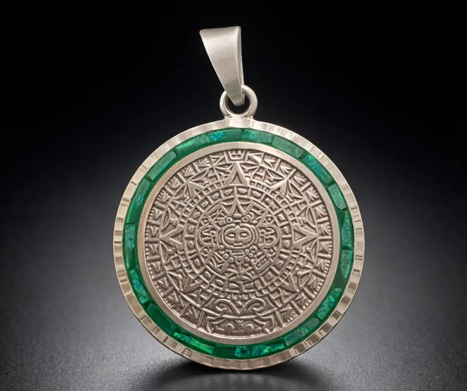 [CAL-539] Calendario Azteca_Ópalo Solar Verde (Diámetro 3 cm)