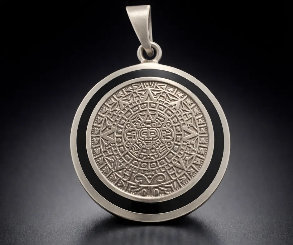 Calendario Azteca_Ópalo Solar Negro (Diámetro 3 cm)