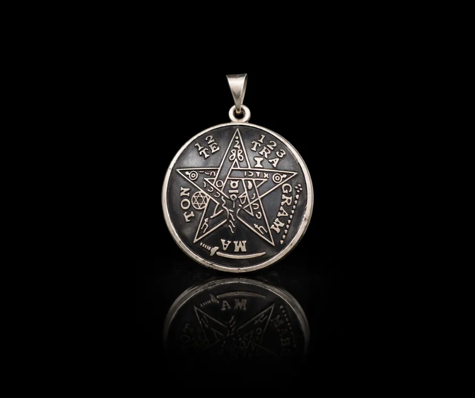 [COL-579] Colgante Tetragramatón Colgante circunferencia martillada (Diámetro 4.5 cm)