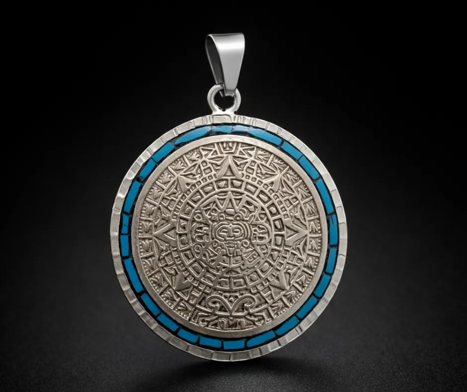 Calendario Azteca_Ópalo Solar Azul roca (Diámetro 3 cm)