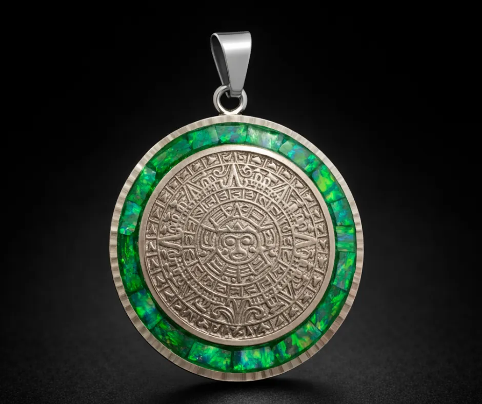 [CAL-535] Calendario Azteca_Ópalo Solar Blanco (Diámetro 4 cm)   (copia)