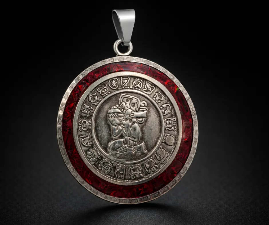 [CAL-522] Calendario Azteca_Tonatiuh  (Piedra del Sol) Rojo Tierra (Diámetro 3.5 cm)