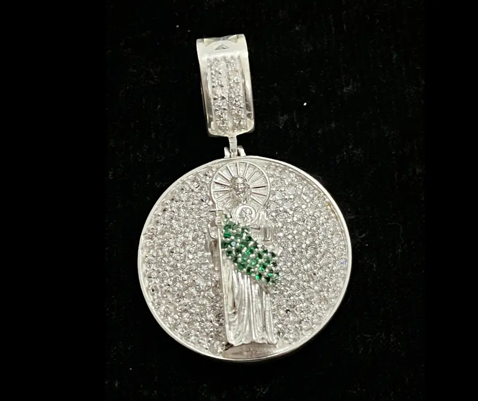 Medalla 3D circonia incrustada_San Judas Tadeo_ 5.5 cm