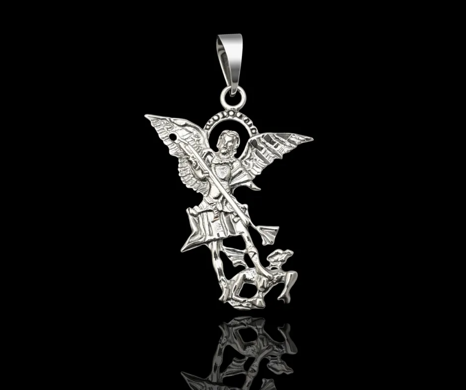 [SAN-1287] San Miguel Arcángel con espada  vencedor plano 2.5cm