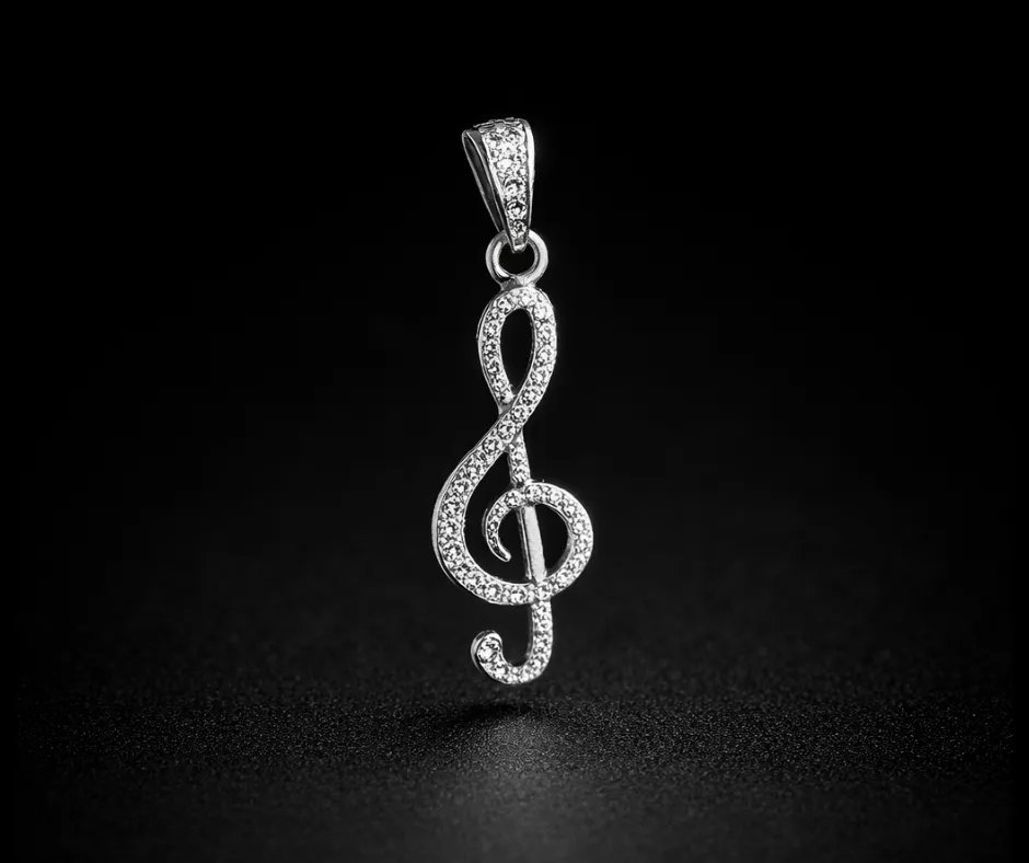 [DIJ-768] Dije De Nota Musical Dije Clave De Sol textura (Circonia incrustada) 2cm