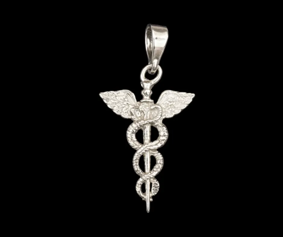 [DIJ-736] Dije Caduceo, Medicina, símbolo medicina  (2D) 2 cm